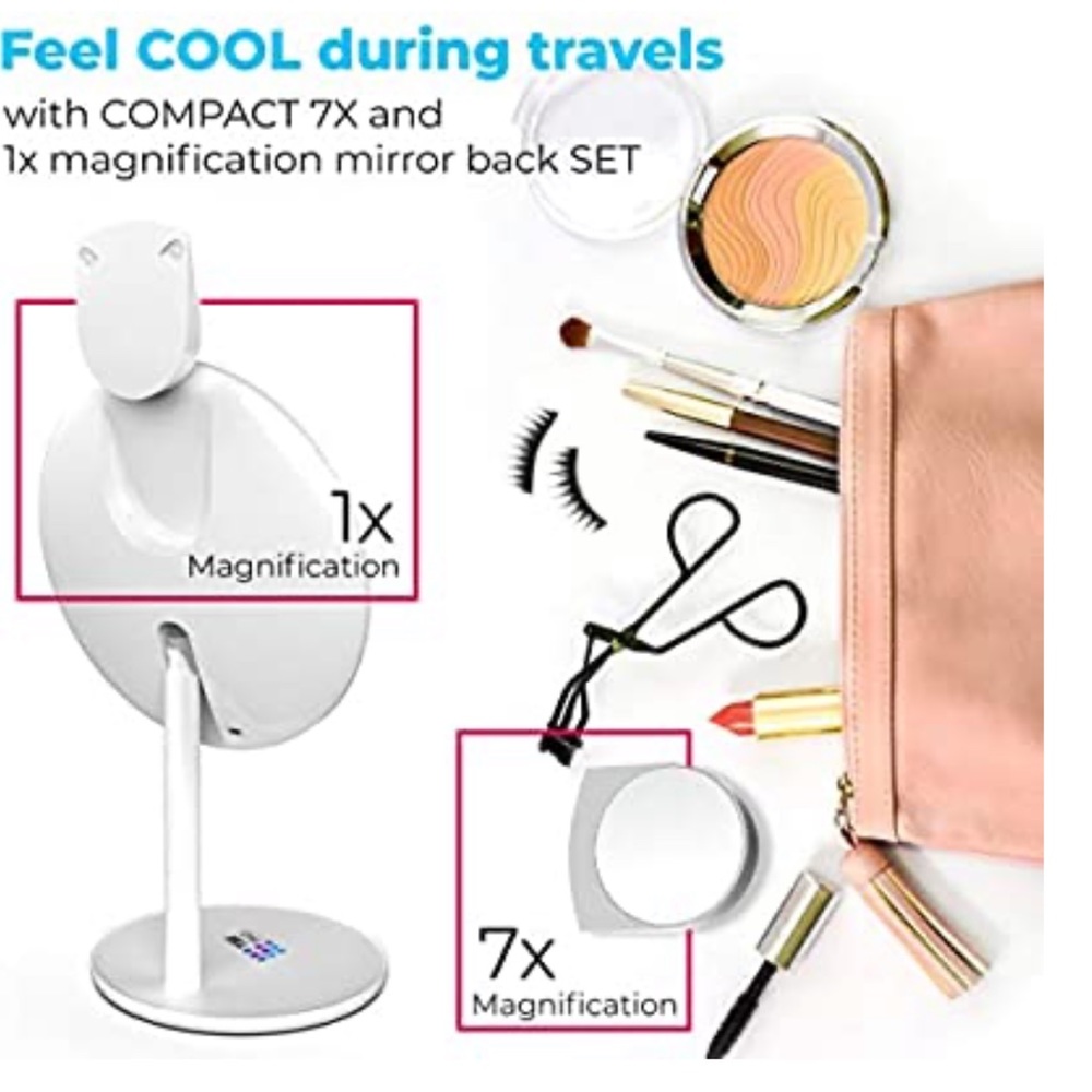 Lighted Mirror 7X Magnifying Tricolor Rechargeable - Picture 6 of 8